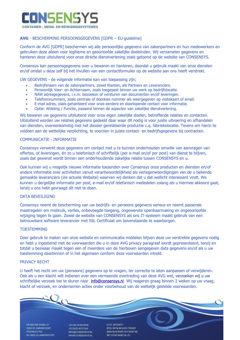 AVG verklaring gedragscode COC NDA MVO met CONSENSYS