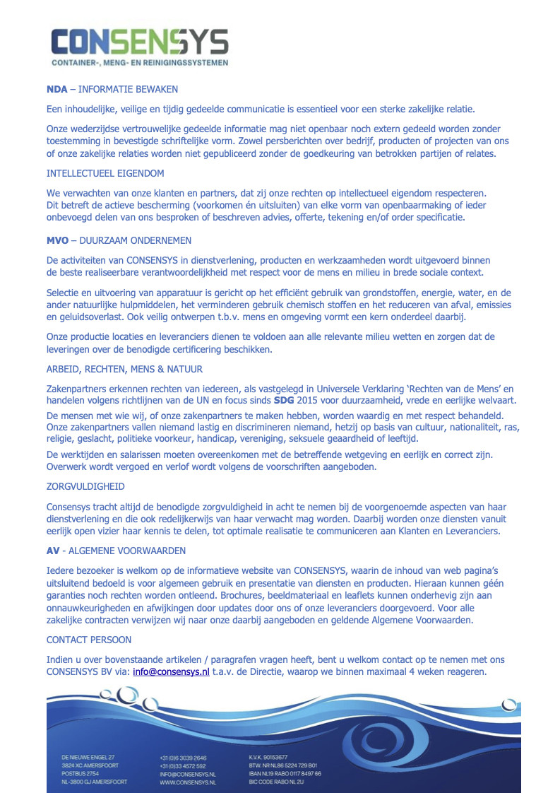 AVG verklaring gedragscode COC NDA MVO met CONSENSYS